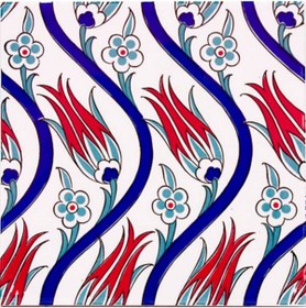 Resim Armada Çini 20x20 Cm Ac 20 Sarmaşık Lale Desenli Çini Seramik Karo 