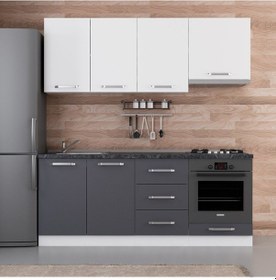 Resim Minar 200 Cm Mutfak Dolabı Beyaz Antrasit 200-a5 