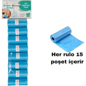 Resim Bamm Bamm Kirli Bebek Bezi Poşeti Çanta Boy Mavi 8 x 15'li 