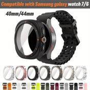 Resim 2 adet for samsung for galaxy Watch 7/6 (40mm/44mm) için uyumlu koruyucu kılıf + saat kayışı seti - Dayanıklı koruyucu ekran + yüksek çözünürlüklü temperli cam kapak, nefes alabilen silikon kayış, şık siyah ve turuncu tasarım, erkekler ve kadınlar için mükemmel hediye, saat aksesuarları | Şık saat kayışı | Dayanıklı saat kılıfı, for Galaxy Aksesuarları için 