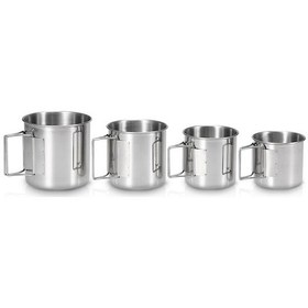 Resim 4'lü Paslanmaz Çelik Bardak Seti, Yığılabilir Su Bardakları, Katlanabilir Kulplu Ev, Açık Hava, Kamp Ve Sırt Çantası İçin Kupalar Diğer Çok Renkli Çok Renkli 