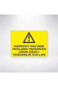 Resim Reysa Tasarım Hareket Halinde Yağlama Yaparken Uzun Ağızlı Yağdanlık Kullan 21x35 Arkası Arkası Yapışkanlı Sticker 