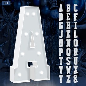 Resim 1 adet 91.44cm/91.44cm Büyük Marquee Işıklı Harfler A-Z & Semboller - Soğuk Beyaz LED Polistiren, Düğünler, Doğum Günleri, Noel, Sevgililer Günü ve Parti Süslemeleri için Kolayca Montajlanabilir, Kutlama Dekoru, Çok Yönlü Dekor Parçası, Dayanıklı Etkinlik Dekoru 