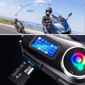 Resim Q58 Motorsikletler İçin Fener Özellikli SD Kart Bölümlü LCD Ekranlı Kablosuz Bluetooth Kulaklıklı - Suya Dayanıklı Kask Kulaklığı 