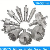 Resim Paslanmaz Çelik Metal Delme için 10 Adet 16-53Mm Alaşım Delik Testere Seti Karbür Uç TCT Metal Kesici Çekirdek Matkap Bit Kitleri 