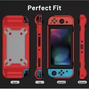 Resim Gaojunshop01 Nintendo Switch Oled Taşınabilir Şok Emici Kılıf 5 Manyetik Kart Yuvası Kırmızı 