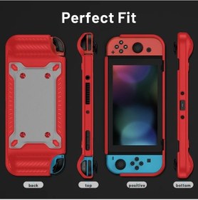 Resim Gaojunshop01 Nintendo Switch Oled Taşınabilir Şok Emici Kılıf 5 Manyetik Kart Yuvası Kırmızı 