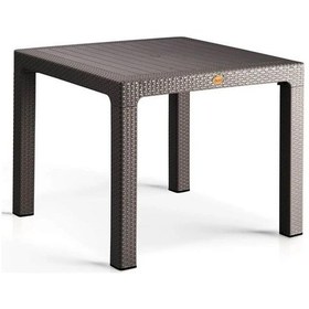 Resim Camsız Kahve 90x90 Cm Rattan Bahçe Balkon Masası Kahverengi 