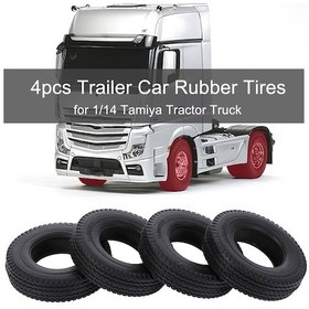 Resim Xiyyadms 4 Adet Dişli Lastik Tekerlek - 85mm Çap, 1/14 Tamiya Çekici Kamyon İçin 