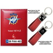 Resim Plakanıza Özel Mvagusta Logolu Kırmızı Ruhsat Kabı Ve Anahtarlık 