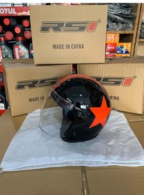 Resim Rs1 Kask Motosiklet Yarim Çenesiz Kask Motosiklet-Parlak Siyah 439932233 