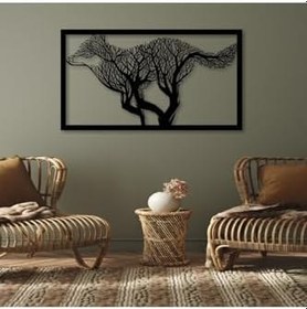 Resim Tasarım Doğa ve Kurt Silüeti Dekoratif Duvar Panosu Siyah 20 x 30 
