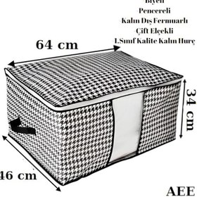 Resim AEE® 5 adet Mega Boy Pencereli Hurç Seti 64x46x34 Büyük Boy Yorgan Hurcu Battaniye Yastık Baza Altı Dolap Üstü Çeyiz Bohçası Düzenleyeci Organizer 