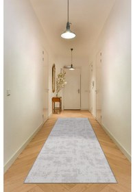 Resim Vl Yıkanabilir Kaymaz Tabanlı Violin Embos Kesme Rulo Halı Yolluk Krem Z1002b Gri-v 