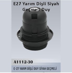 Resim 50 Adet E27 Yarım Dişli Siyah Geçmeli Duy 