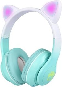 Resim ASİTAN Zore Stn-28 Pro Kedi Kulaklı Tasarımlı Rgb Işıklı Bluetooth Kulaklık Yeşil 