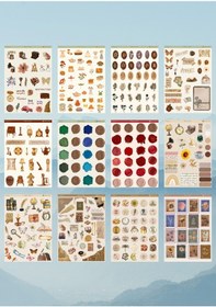 Resim 12'li Vintage Temalı 12 17 Cm Sticker Seti/scrapbook Bullet Journal Ajanda Planlayıcı İçin Diğer 