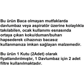 Resim Bosch DWK67PJ70T/01 Davlumbaz Karbon Filtre 12051525 DWZ6HK1H4 2li 1Takım Bacasız Aspiratör Filtresi 