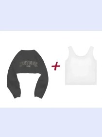 Resim Jjang 2 Parçalık Takım: Atlet Ve Uzun Kollu Bol Krop Top 302806043 Grafit 