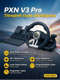 Resim FaroxTech V3 Pro Oyun Direksiyonu Titreşimli Direksiyon Seti PS4/PS3/Xbox One/Series S|X/PC 