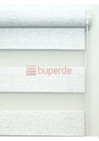 Resim Buperde Simli Beyaz Bambu Zebra Stor Perde 