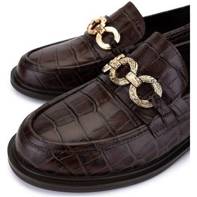 Resim Tamer Tanca Kadın Hakiki Deri Kahverengi Kroko Loafer Ayakkabı 294 10832 Bn Ayk Sk25-26 Kahve Kroko Kahve 