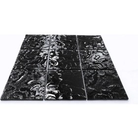 Resim MozaiKristaL Mutfak Tezgah Arası, Banyo, Havuz, Sauna, Spa ve Yaşam Alanlarının Tüm Yüzeyleri Için Kaya Desenli Yüzeyli, 30X30 cm Fileli Siyah Kristal Cam Mozaik. ( 1 m2 fiyatıdır ) 