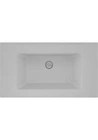 Resim Real Stone Zenıth 80 Etajerli Beyaz Granit Banyo Lavabosu 80x45 Beyaz 