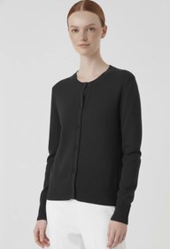 Resim Koyu Gri Bisiklet Yaka Düğmeli Kadın Hırka - KOYU GRİ / 36 