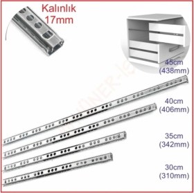 Resim Samet Metal Bilyalı Çekmece Rayı 17mm x 35cm Tek Açılım - Dayanıklı Mekanizma ile 