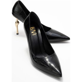 Resim Luvishoes Luvi Shoes Hudson Siyah Baskı Kadın Topuklu Ayakkabı Siyah 