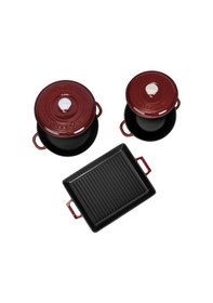 Resim Lava Bordo 5'li Döküm Tencere & Izgara Tava Seti Zarafet Ve Gücü Birleştiren Tasarım Bordo 