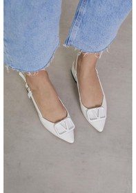 Resim Kr7059 Model Yeni Sezon 3 CM Topuklu Tokalı Topuklu Ayakakbı Beyaz 