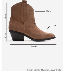 Resim Luvishoes Elıa Toprak Süet Hakiki Deri Kadın Western Bot Toprak 
