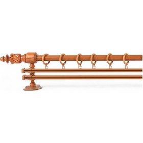 Resim Twins Decorative Ahşap İşlemeli Demonte Başlıklı Meşe Çift Raylı Rustik Perde Askısı - 100 CM 