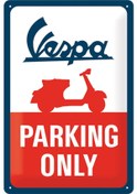 Resim Metal Duvar Panosu Vespa Vespa Parking Only 30x20cm / Nostalgic Art 