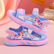 Resim Kızlar için Yaz Sandaletleri - Sevimli Unicorn & Gökkuşağı Tasarımı ile Yumuşak PVC Taban, Ayarlanabilir saç tokası ve Döngü Kapanışı, Hafif ve Dayanıklı, Dış Mekan Oyunları, Plaj ve Günlük Giyim için Uygun, Unicorn Sandaletleri, Plaj Ayakkabıları, Canlı Tasarım, Rahat Ayakkabılar 