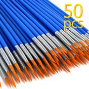Resim 50 adet paket içinde, Su Tozu Suluboya Akrilik Boya Sanat Boyama Küçük Fırça Boyama Fırçası saç tokası Çizgi Çizim için Naylon Saç Uçlu Fırça Düz Başlı Fırça 