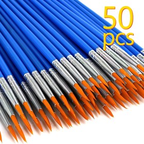 Resim 50 adet paket içinde, Su Tozu Suluboya Akrilik Boya Sanat Boyama Küçük Fırça Boyama Fırçası saç tokası Çizgi Çizim için Naylon Saç Uçlu Fırça Düz Başlı Fırça 