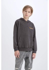Resim DeFacto Erkek Çocuk Kapüşonlu Sırt Baskılı Sweatshirt D3060A824WNAR223 