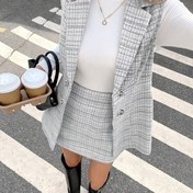 Resim QD0807040 Kadınlar İçin Sonbahar/Kış Yeni Moda Şık Ekose Yaka Çift Sıra Düğmeli Vest ve A-Kesim Etek Takım, Basit Günlük Giyim Retro Ofis Tatil Kıyafeti, İş Elbisesi, Klasik Tasarım, Şık Tarz, Makinede yıkanabilir, Kuru temizlemeye uy, Şık Ensemble, Bayan Takımı, İş Hayatı İçin, İlkbaharla Alıcılar 