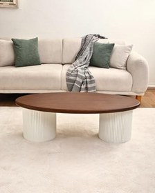 Resim Zag Orta Sehpa - Ceviz Tabla & Beyaz Ayak 