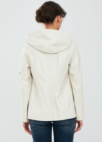 Resim Judith Kadın Krem Kapüşonlu Oversize Deri Ceket - Bej / M 