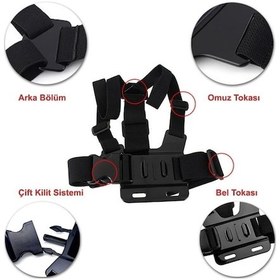 Resim Sjcam Sj6 Sj7 Aksiyon Kamera Uyumlu Göğüs Askısı Body Strap Gp26 