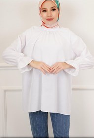 Resim CNG MODA Modaalfabe Kolu Lastikli Tesettür Gömlek 