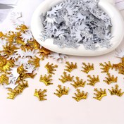 Resim 100 adet Altın ve Beyaz Taç Süsleri - 2.5 cm x 2 cm / 0.98 in x 0.79 in DIY El Sanatları Malzemeleri Düğünler, Noel, Tatil Partileri için - Zarif Başlık Çelenk Süsleri, Parti Süsleri, Masal Tarzı, El Sanatları Malzemeleri Dahil 