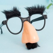 Resim 1 Çift Siyah Plastik Cadılar Bayramı Parti Dekorasyon Gözlüğü - Hanımlar ve Beyler için Kirpik, Burun ve Bıyık ile 