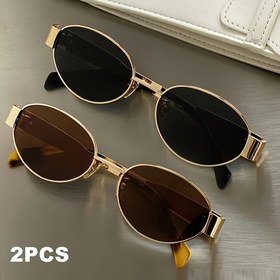 Resim 2 Adet Kadınlar için Retro Y2K Sokak Stili Gözlük - Rehberli Vintage Metal Çerçek, Tam Kenarlık Oval Altın/Bordo İskeletler, Şık iletişim gerektirmeyen Dekoratif Aksesuar Hergün Parti Fotoğraf ve Video Projeleri için, Ýaşaýanlar üstünlikle Noel / Cadılar Bayramı Şükrana Hediye Trendy çaňlary Moda şekillendirmesi hafifi dizaýn ajaiblyk önümleri ýylbaşynyk hediyelik fasil we wideo projektlari 