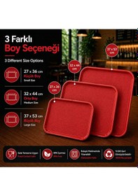 Resim Abs Servis Tepsisi Kaymaz Yüzeyli 32x44 Cm Kırmızı Renk Endüstriyel Kullanıma Uygun, Kırılmaz, Bpa Free 7 Renk Seçenekli 