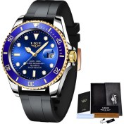 Resim Hanyang Gül Altın Mavi 2022 Yeni Lıge Erkekler Için Saatler Spor Kuvars Saatı Lüks Paslanmaz Çelik Saat Aydınlık Erkekler Izle Relogio Masculino (Yurt Dışından) 